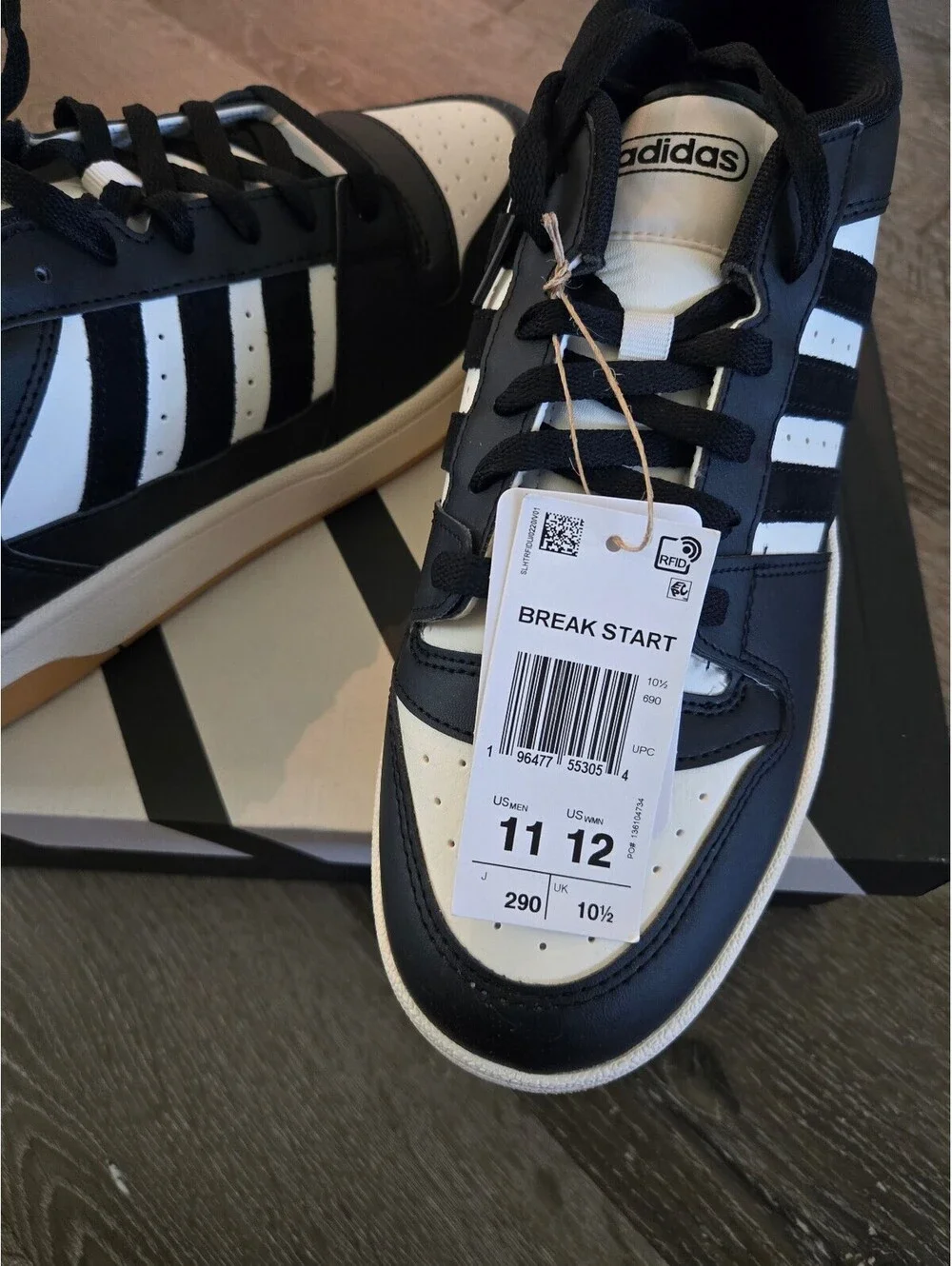 adidas Break Start IH7963 Black White Gum Men's 11 Women's 12 New